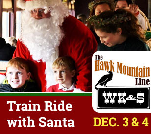 One weekend only! Join Santa, Mrs. Claus, Frosty the Snowman and the Elves as they bring in the season at the WK&S! Free gifts for the children as Santa walks through the train. And, special treats for everyone! On the day of your trip, you may board the train up to 15 minutes before your departure. The train, gift shop, and rest rooms are all heated in the event of cold weather. Be sure to bring your camera for family photos! Adults and Children (3+) $15; Ages 2 and under $2.00